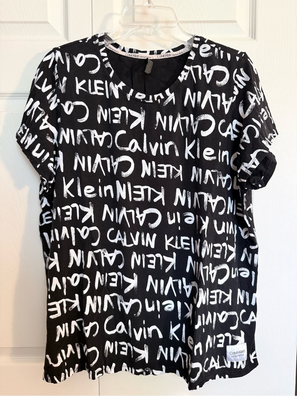 Calvin Klein Performance Black & White Logo-Print Short Sleeve Tee